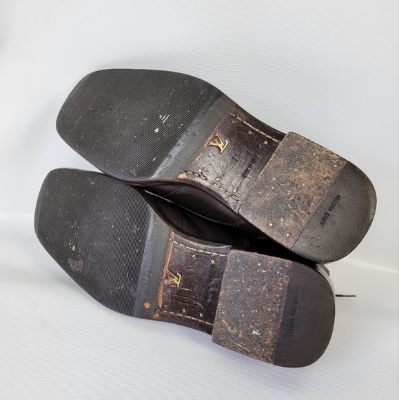 LOUIS VUITTON Brown Lace Up Leather Boots Mens Sz 7.5 - Picture 11 of 14